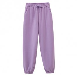 Pantaloni da jogging a vita alta in pile da donna. Pantaloni della tuta