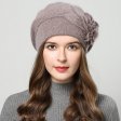 Beret Wool Knitting Autumn Winter Floral Women Berretti