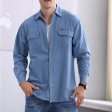 Cappotto sottile camicia di jeans a maniche lunghe a maniche lunghe da uomo primavera